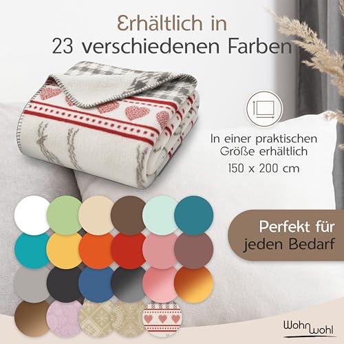 WOHNWOHL® Kuscheldecke (150x200cm) • Weiche Tagesdecke • Sofadecke • Wohndecke • Schlafdecke • Oeko-Tex zertifizierte Baumwolldecke • Samtig weiche Decke • Decke mit Hirschen