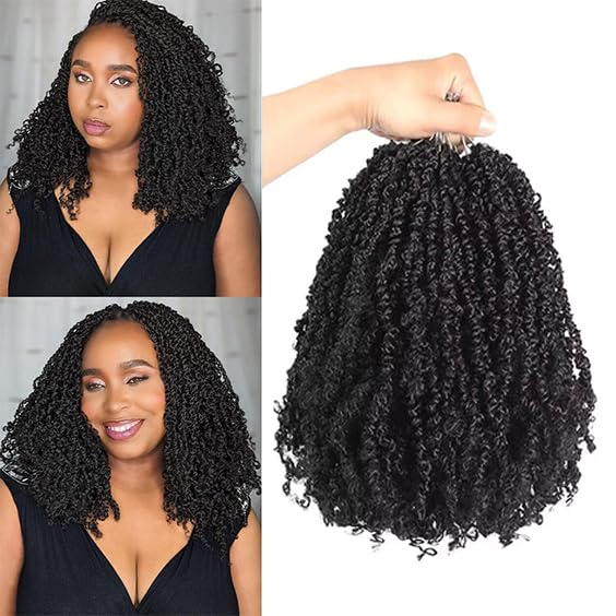 Datanala Yanky Twists Crochet Braiding Hair 14 Inch 9 Packs Crochet Hair with Curls Micro Spring Twists Crochet Hair Pre-looped Curly Crochet Braids Hair Extensions for Women (1B#
