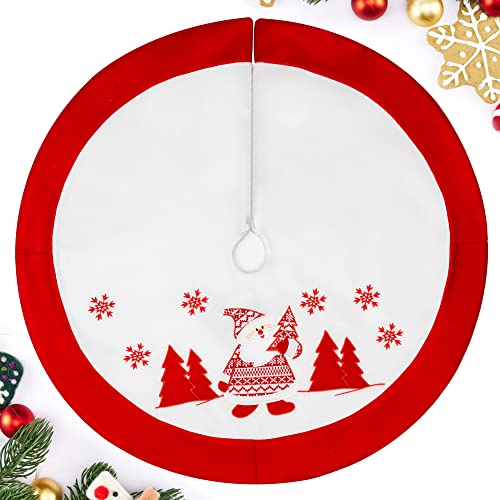 GIGALUMI Falda de árbol de Navidad de 90 cm, alfombra de árbol de Navidad, color blanco y rojo, Papá Noel, falda de árbol para Navidad, vacaciones, hogar, fiesta, decoración de negocios (blanco) Cover