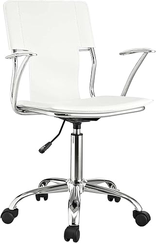 Modway Silla de oficina giratoria de piel sintética de estudio en color blanco