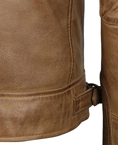 Image of fjackets Mens Leather Jacket Moto Style Real Lambskin Leather Jacket, Quilted Cafe Racer Classic Zip Up Biker Jacket for Men