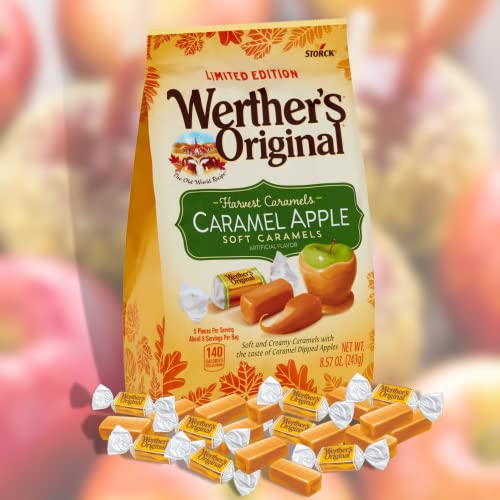 Werther's Original Pumpkin Spice and Caramel Apple Soft Caramels, Pack of 2 | Individually Wrapped, 8.57 Ounces Per Bag, Fall Candy, Limited Edition Seasonal Sweets, Autumn Candies - image 3