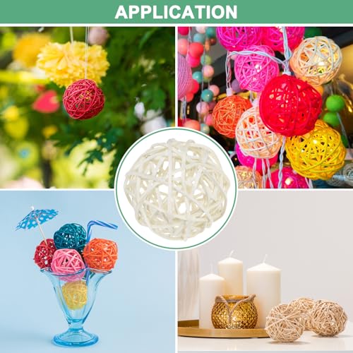 Boules de rotin osier 80mm orbes decoratives et remplisseurs de vase blanc M METERXITY - 6