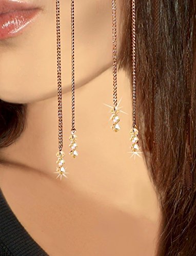 Chaine pour cheveux sans colle strass saumon cristal