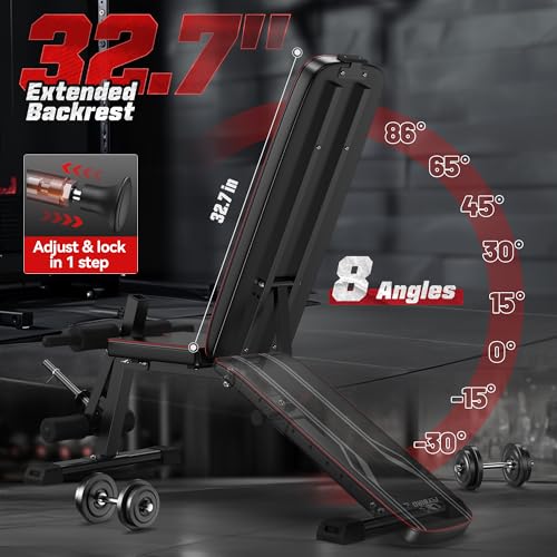 FLYBIRD Multifunctional Weight Bench with Leg Extension and Preacher Curl Pad, Adjustable and Foldable Workout Bench for Home Gym, 800LBS Weight Capacity Exercise Bench for Full Body Strength Training - Thumbnail 5