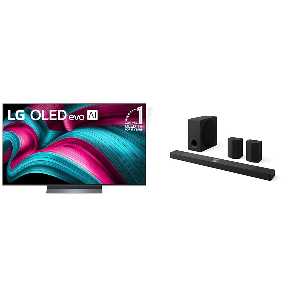 LG 55" OLED evo C5 Series 4K Smart TV Bundle with 9.1.5-Ch. S95TR Soundbar with Dolby Atmos, DTS:X, Wireless Speakers and Subwoofer Home Theater Bundle