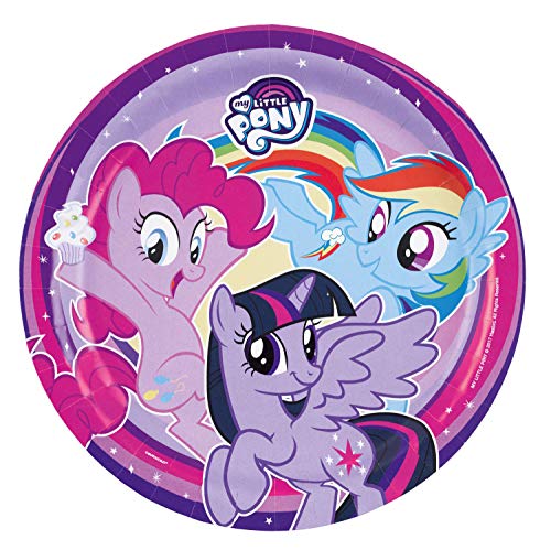 Amscan- Disposable Paper Plates with My Little Pony Theme-8 Pcs. Assiettes en Carton, 9902507, Mixtes