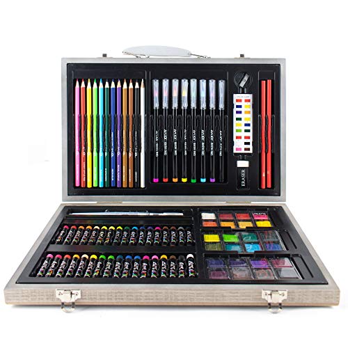 Art 101 Watercolor, Draw, and Sketch 88 Piece Art Set in a Wood Carrying Case