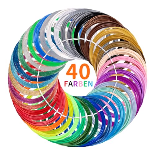 Kretrum 40 Farben 3D Stift Filament PLA 1.75mm 3D Druck Stift Filament Nachfüllungen Kompatibel mit MYNT3D SCRIB3D NICHT Fit Filapen jede Farbe 3M Total 394 Fuß