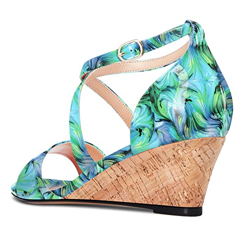 Aachcol Women Platform Sandals Clear Peep Open Toe Ankle Strap Wedge Mid Low Heel Dress Shoes Office Wedding Patent 2 Inch3