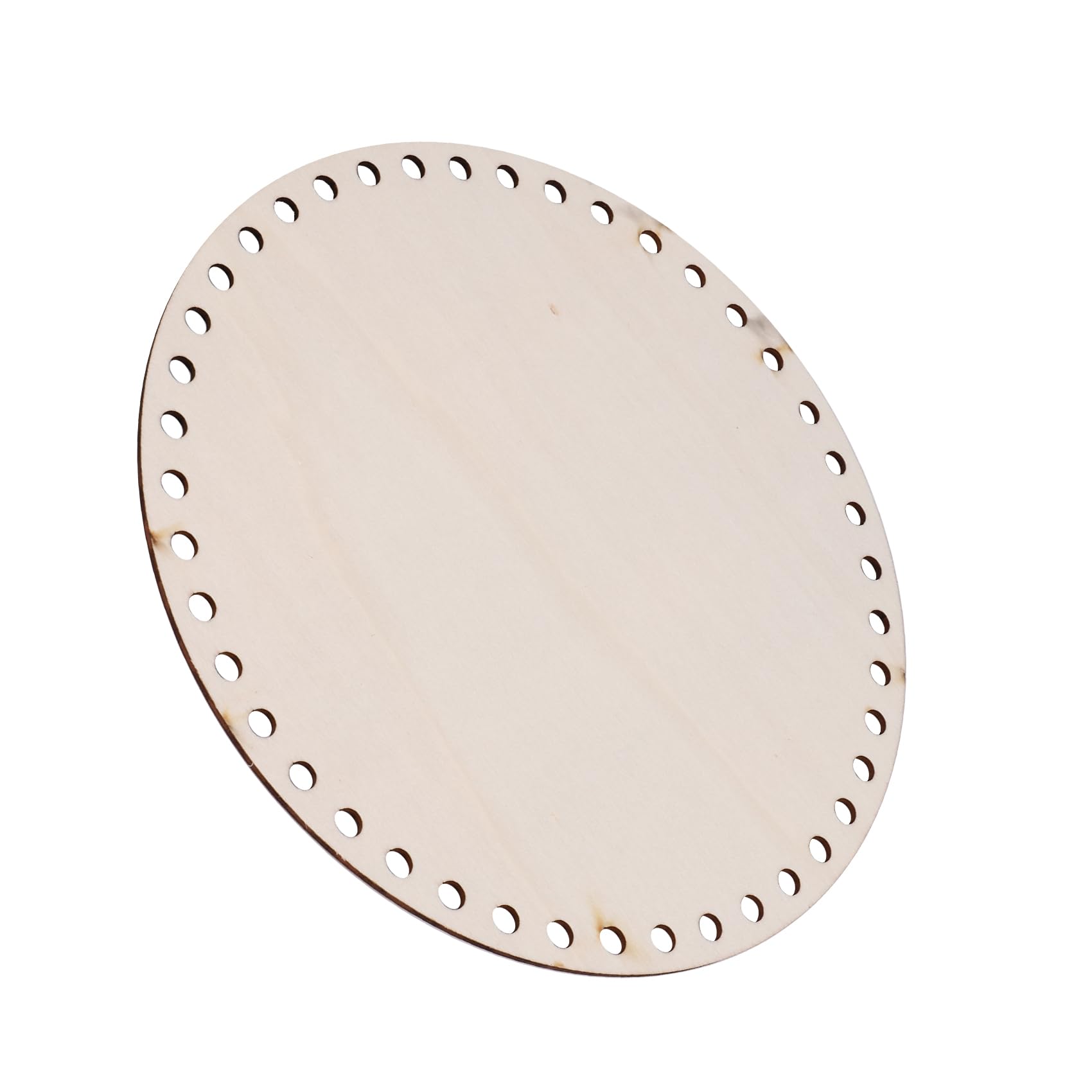 qimoi 20cm Natural Wooden Basket Bottom with Hole, Circle Blank Wood Base for DIY Knitting Crochet Bag Bottom Shaper Craft