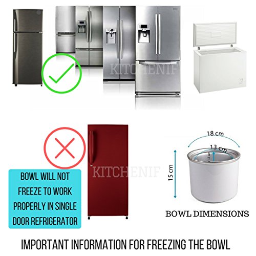 Image of Kitchenif Ice Cream, Sorbet, Slush & Frozen Yoghurt Maker Capacity 1.5 liters (1.5 Litr Quart)