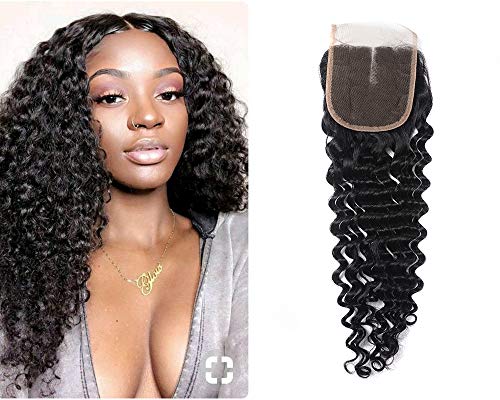 Deep Wave Bundles Brazilian Curly Hair Deep Wave 44 Closure Human Hair Bundles Natural Black Hair Deep Wave Curly Hair Extensions