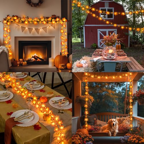 4-Pack-Fall-Decorations-Maple-Leaf-Pumpkin-Lights-Total-40Ft-80-LED-Battery-Operated-3D-Pumpkin-Fall-Leaves-Garland-String-Light-for-Home-Mantel-Table-Porch-Door-Indoor-Outdoor-Thanksgiving-Decor 4 Pack Fall Decorations Maple Leaf Pumpkin Lights Total 40Ft 80 LED Battery Operated 3D Pumpkin Fall Leaves Garland String Light for Home Mantel Table Porch Door Indoor Outdoor Thanksgiving Decor