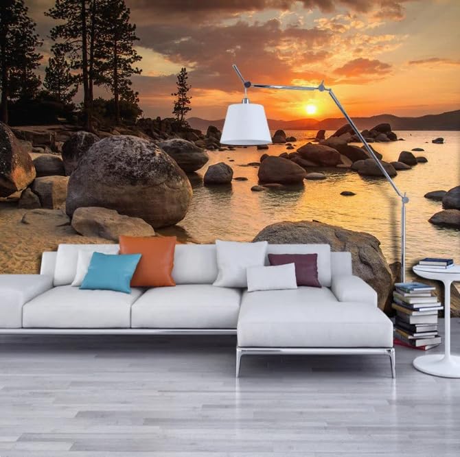 Papier peint 3D paysage coucher de soleil et décor mural nature 300x210