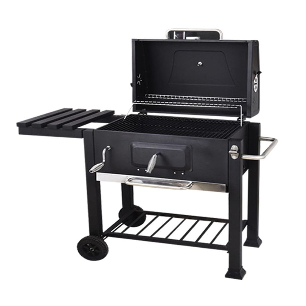 Przenośny grill węglowy do grillowania na świeżym powietrzu z wodoodporną osłoną, regulowanym grillem i wbudowanym wskaźnikiem temperatury, do gotowania w domu na przyjęciu w