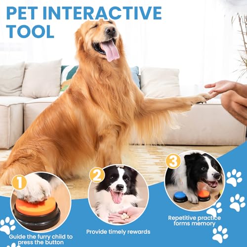 Mein HERZ Buzzer mit Aufnahmefunktion,6 Stück Hunde Buzzer Training Hunde Intelligenzspielzeug,Haustier Talking Training Antwort Buzzer, 30 Sekunden Aufnahme &Wiedergabe für Hund Interaktion