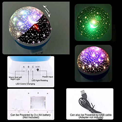 pedkit Lâmpada de mesa do projetor estrela giratório de 360 graus para crianças Star Night Light Mud