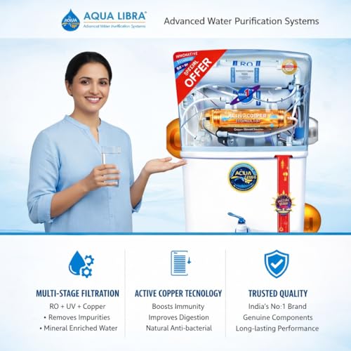 Image of AQUA LIBRA WITH DEVICE Water Purifier, RO + UV + TDS Controller, Active Copper Technology