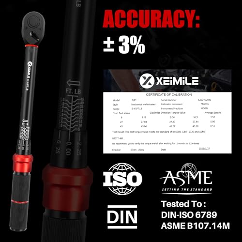 Image of 3 /8-Inch Drive Click Torque Wrench-5-45Ft-Lb for Car Motorcycle DIY