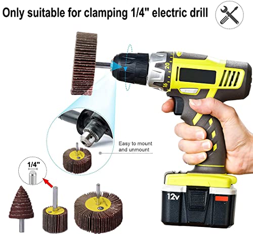 Abrasive Flap Wheel Sander Set,28 Pack 80 Grit 1/4" Shank Mounted Aluminum Oxide Cone Shape Abrasive Sandpaper Flap Sanding Wheel For Removing Rust And Polishing #TOP6