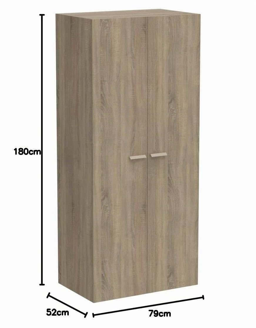 Muebles Pitarch | Armoire de Chambre 2 Portes, Chêne Cambrian, 180x79x52 cm (hauteur x largeur x profondeur), Meuble Auxiliaire Moderne, Collection Tibet