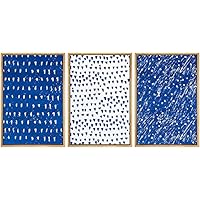 SIGNWIN Framed Canvas Print Wall Art Pattern of Blue and White Circles Decorative Patterns Illustrations Abstract Contemporary for Living Room, Bedroom, Office - 16