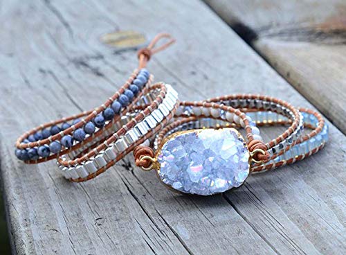 Image of Boho Wrap Bracelet for Women, Handmade Natural Imperial Jasper Multi-Layer Stone Beaded Bracelet, Bohemian Healing Crystal Stone Jewelry Gifts