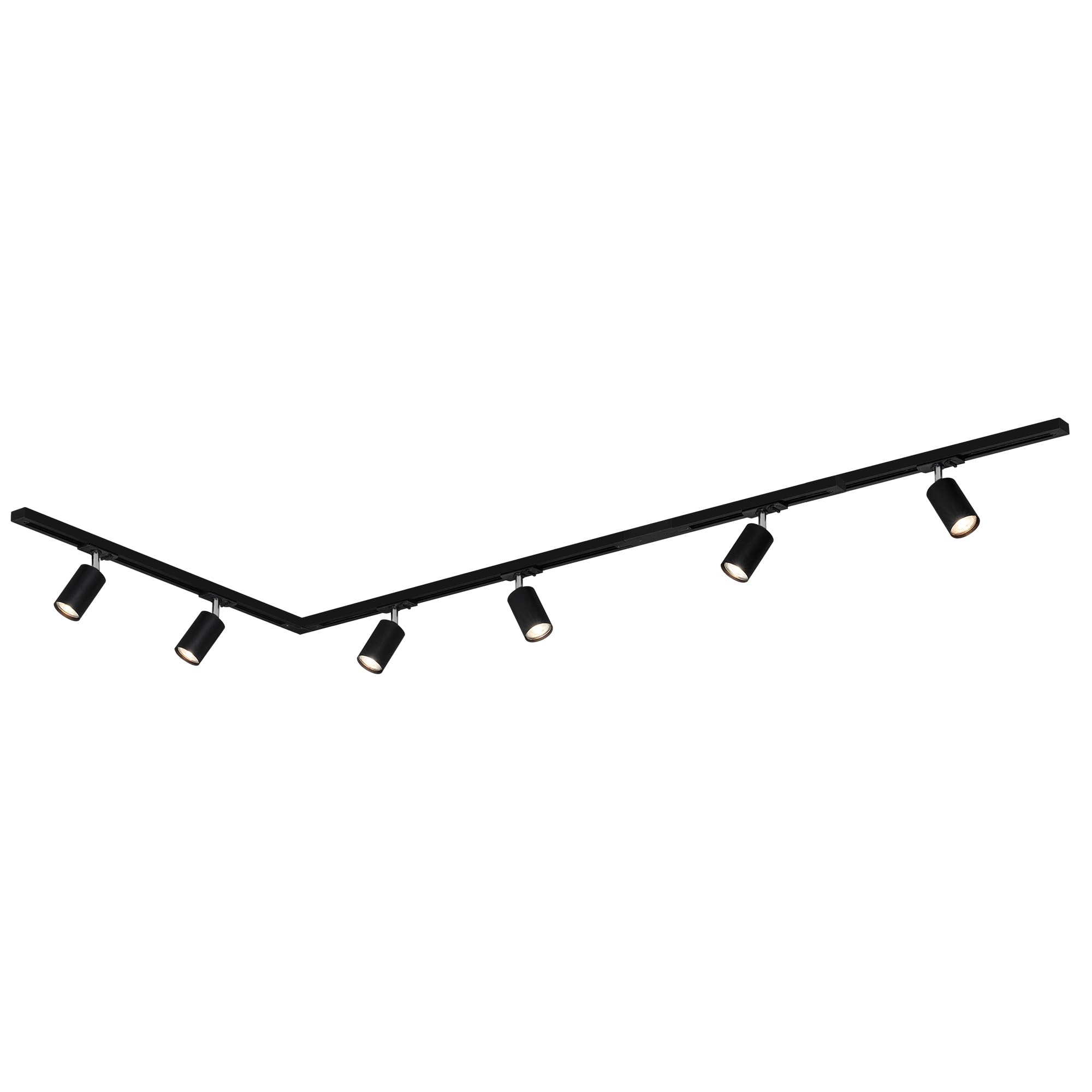 BRILONER - Système de rail Rail set complet, 6x GU10 spots orientables, forme L, système de rail d'éclairage plafond, rail de spot, lampe de plafond, plafonnier, spotlight, 2,25m, noir