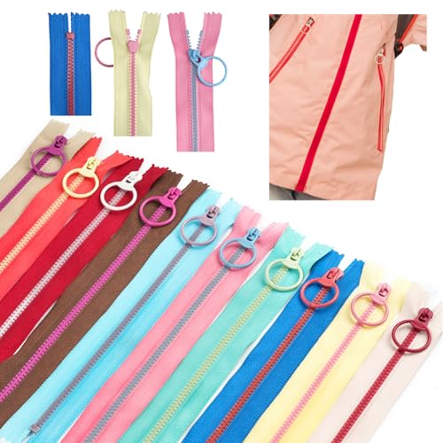 20 Stück Reißverschluss 20 cm, 10 Farben Harz Reissverschluss, 3.2 cm Breit Reißverschlüsse mit Metall Ring, Reißverschluss für Nähen, Kleidung, Tasche, Handwerk