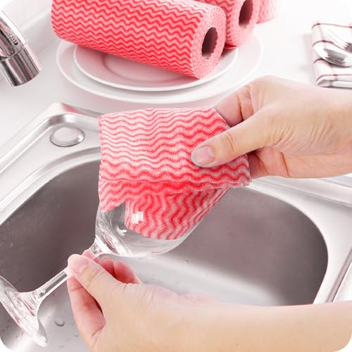 Disposable Cleaning Towels Disposable Cleaning Towels, Reusable Towel,Handy Clean Wipes, 50 Count/Pack, Red - Image 6