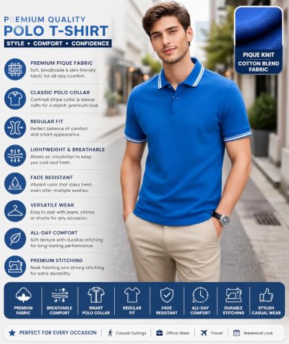 Image of TAGAS Mens Polo T-Shirt || Men's Color Polo Tshirt | Short Sleeve Casual Pullover with Collar |Casual Wear for Men | Mens Regular FIT T-Shirts