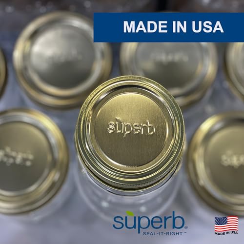 Superb Canning Lids – Regular Mouth Mason Jar Lids – Baker’s Dozen/Bulk Package of 156 Lids – Made in the USA