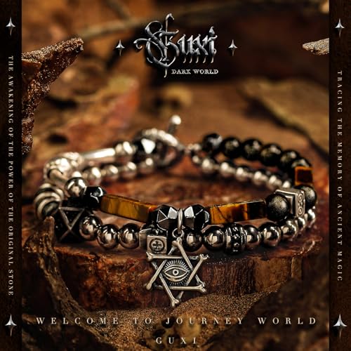 GUXI-Mundane World Tiger Eye Bracelet Men Genuine Premium Obsidian Mens Bracelet Pure Handmade Natural Protection Bracelet Evil Eye Cross Bracelet Mens Gifts2