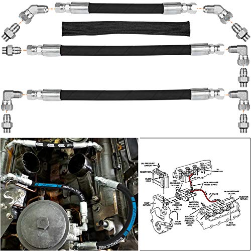 High Pressure Oil Pump HPOP Hoses Lines Kit With Crossover For Ford Powerstroke 7.3L 1999~2003