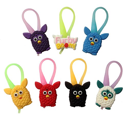Furby Luminescent Colorful Silicone Snap Lock Zipper Pulls 7 Pcs Set #1 by Atlantis USA