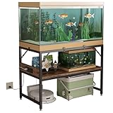 METYERRY Modern 20 Gallon Long Fish Tank Stand for Home Office, 2-Tier Aquarium Stand with Shelf for Storage, Fish Tank Table 30" x 12" x 20.5", Ideal for Breeder Tanks,and Reptile Terrariums, Rustic Brown