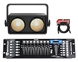 Chauvet Shocker 2 Dual Zone 85W Dance Floor DMX COB LED Blinder Stage Light Bundle with Rockville ROCKFORCE 192-Channel Light/Fog DMX Lighting Controller and RDX3M25 3 Pin DMX Lighting Cable