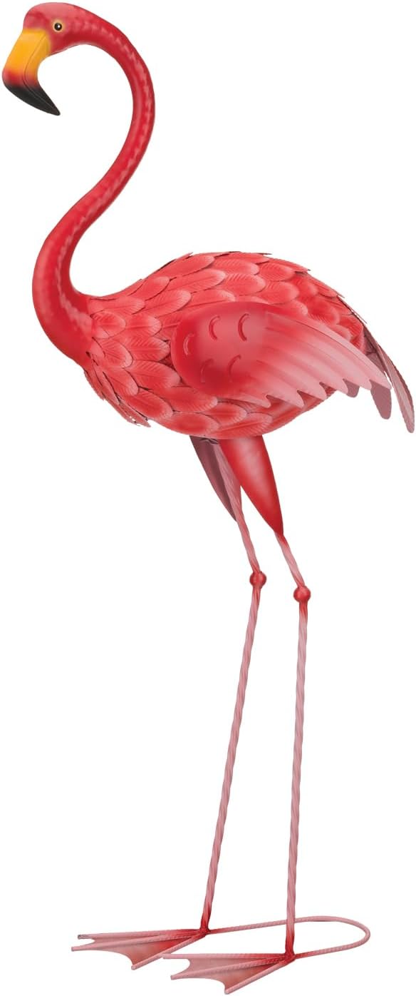 Regal Art & Gift Rocker Flamingo Metal Statue – Indoor Outdoor Decorative Sculpture for Home & Garden Décor, Weather-Resistant Yard Art Figure for Patio, Lawn
