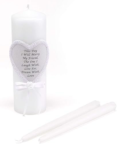 Hortense B. Hewitt Wedding Accessories set de velas de unión para boda con frase "This Day I Will Marry My Friend", 1 velón de 9 pulgadas y dos