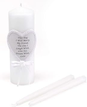 Hortense B. Hewitt Wedding Accessories 9-Inch Pillar and 2 10-Inch Tapers Unity Candles, Set of 3...