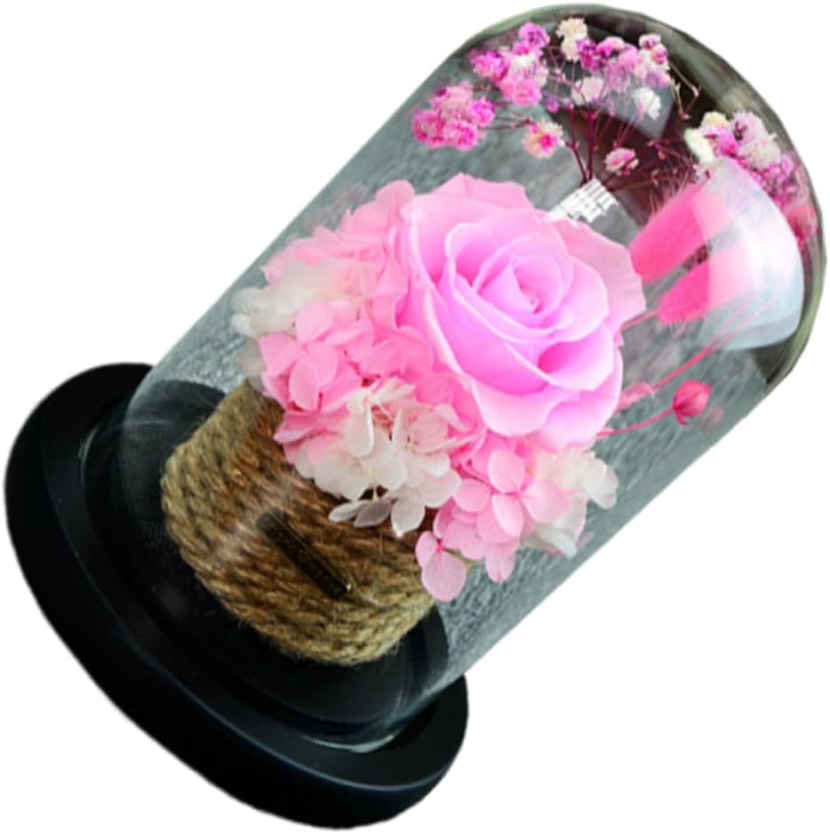 Romantic Preserved Flower Glass Dome Elegant Rose for Valentine Day Mother Day Weddings and Special Occasions Symbol of Eternal Love