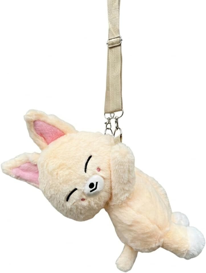 10 Inch, Skzoo Plush Soft Crossbody Bag, Cute Animal Stray Inspired Fuzzy Shoulder Purse, Adjustable Strap Cartoon Bag