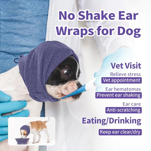 Image of Nanaki Dog Calming Hoodie No Shake Ear Wraps for Dogs Protection Ear Dog Cover Muffs Doggy Head Warp Anxiety Relief Doggy Hematoma Wrap Head Cover The Grooming and Force Drying Warm Pet Protector