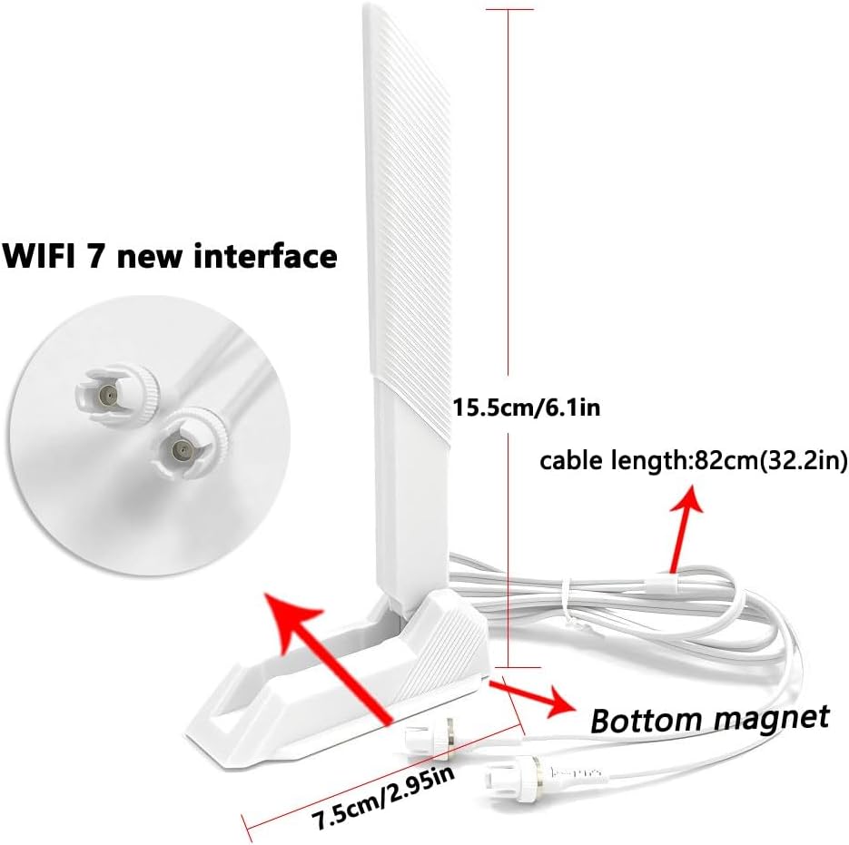 WiFi 7 Antenna 2.4/5/6GHz for Gigabyte B850 AORUS Elite WIFI7 /B850 AORUS Stealth ICE /B850I AORUS PRO /B850M AORUS Elite WIFI6E ICE/ B850M AORUS Elite WIFI7 ICE-P Tri Band Gaming