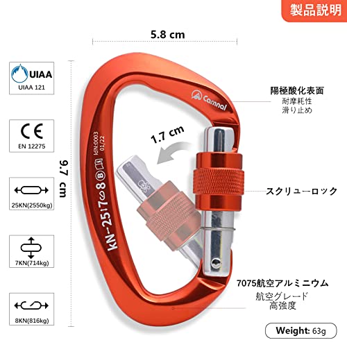 CAMNALヘビーデューティーカラビナUIAA認定ロッキングカラビ