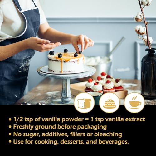Image of ORGFUN Vanilla Bean Powder 3.53 Oz, Native Ground Madagascar Vanilla Powder Pure Natural No Fillers or Additives Great for Baking, Desserts, Coffee Vegan Gluten Free 100G