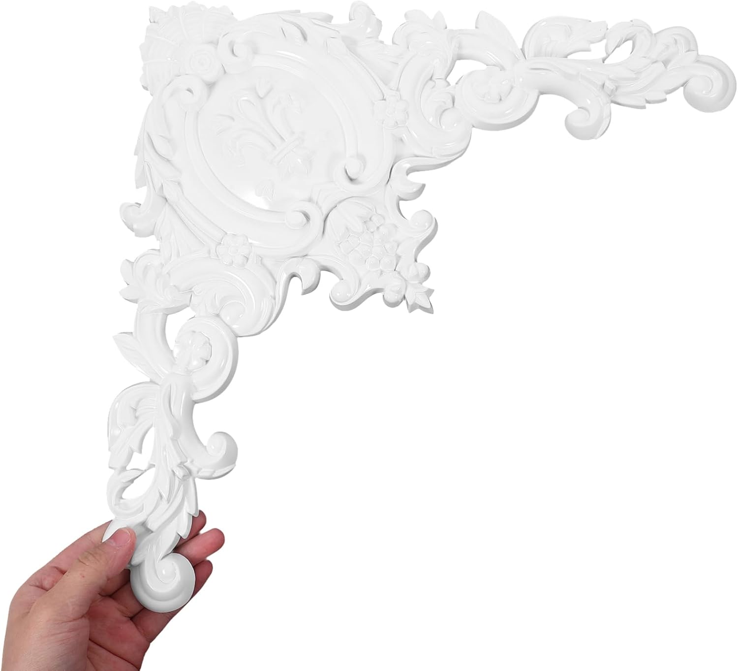 VOSAREA European Wall Applique Flower Carved Onlay for Home Decor Easy Installation Decorative Corner Accent for Ceilings Walls and Furniture Vintage Design