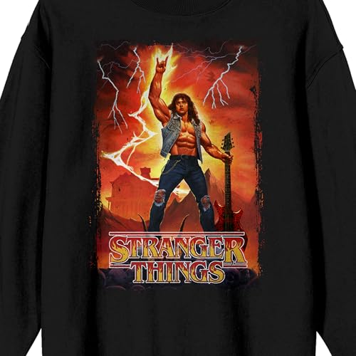 Stranger Things Eddie Munson Cover Art Adult Black Crew Neck Long Sleeve Sweatshirt2