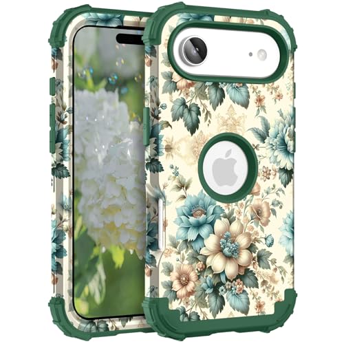 Hocase Heavy Duty Case for iPhone Air 6.5"", Teal Blue Flowers